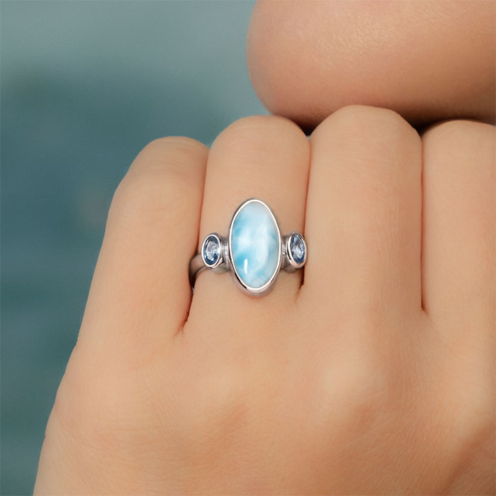 Avery Larimar Ring in Sterling Silver by Marahlago 