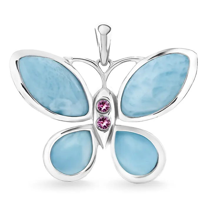 Butterfly Necklace in Silver and larimar by marahlago