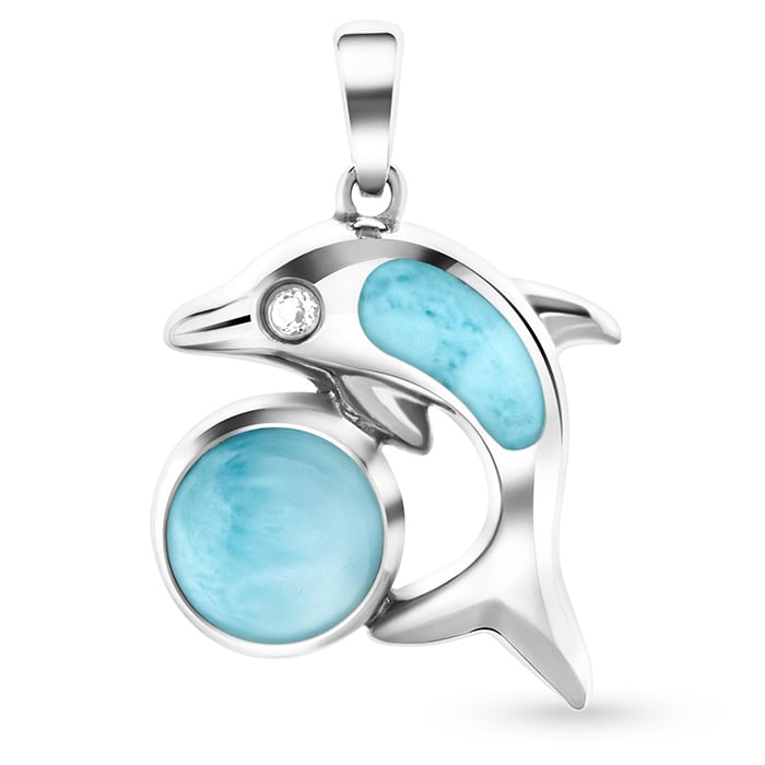 Dolphin Necklace in sterling silver larimar