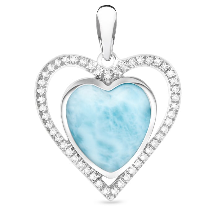 Infinity heart necklace with White Sapphire and larimar by Marahlago