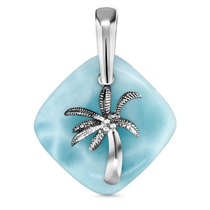 Palm Tree Necklace in sterling silver Larimar 