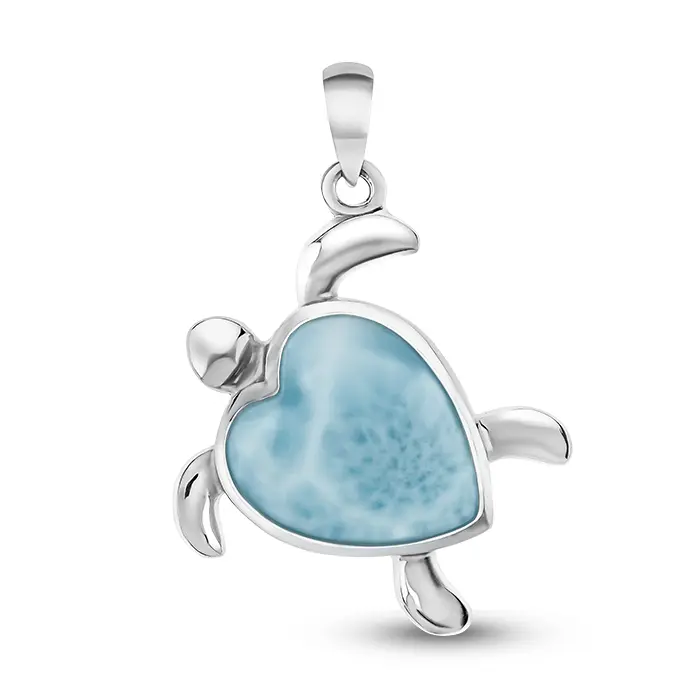 Turtle Heart Necklace silver larimar