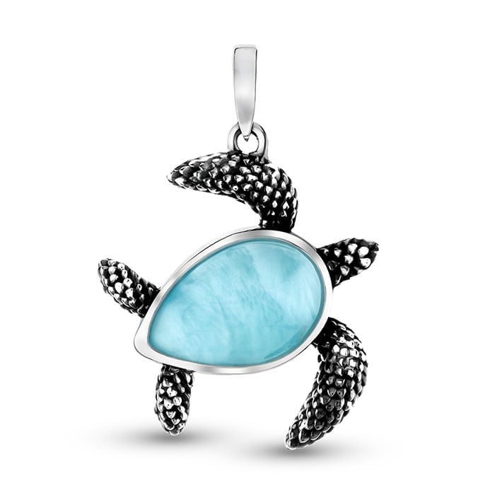 Turtle Pendant sterling silver Marahlago Larimar Jewelry | Honu 