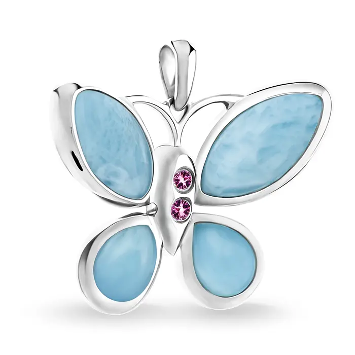 Butterfly Necklace in Silver and larimar by marahlago