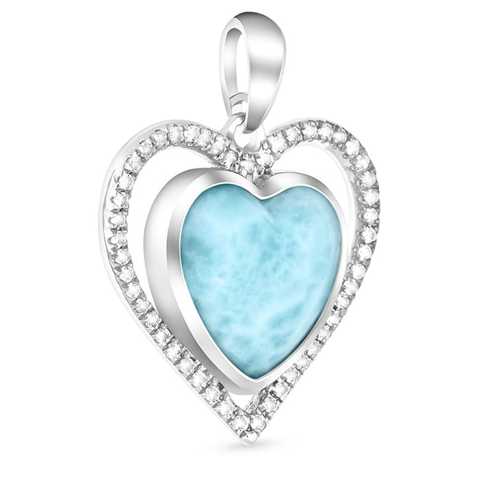 Infinity heart necklace with White Sapphire and larimar by Marahlago