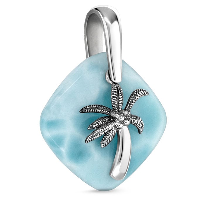 Palm Tree Necklace in sterling silver Larimar 