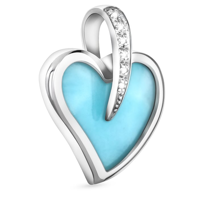 Blue Heart Necklace in sterling silver