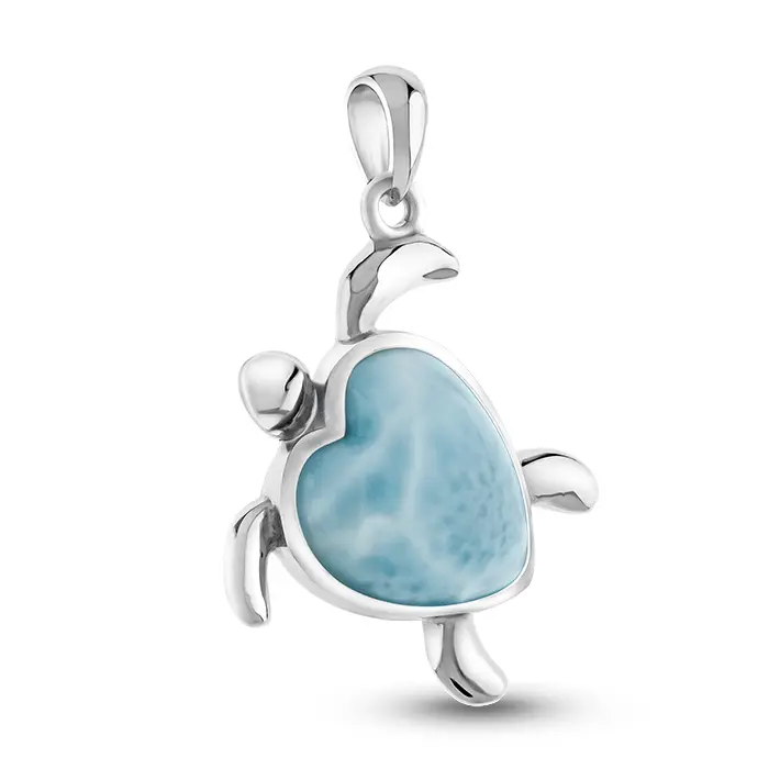 Turtle Heart Necklace silver larimar