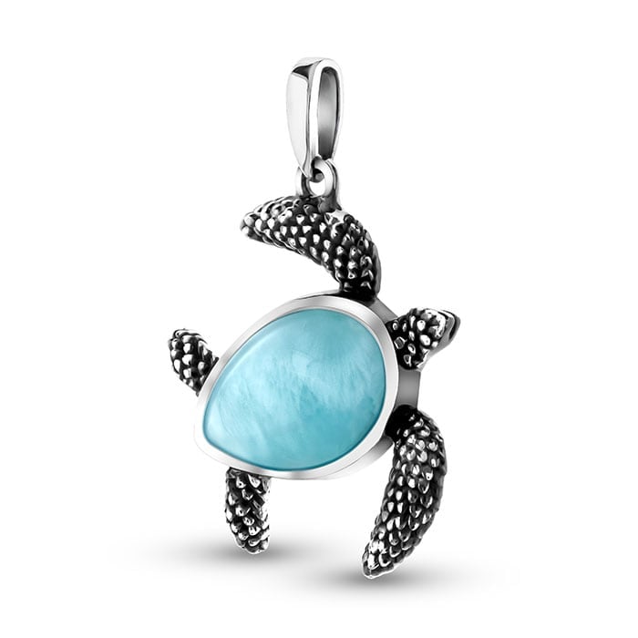 Turtle Pendant sterling silver Marahlago Larimar Jewelry | Honu 