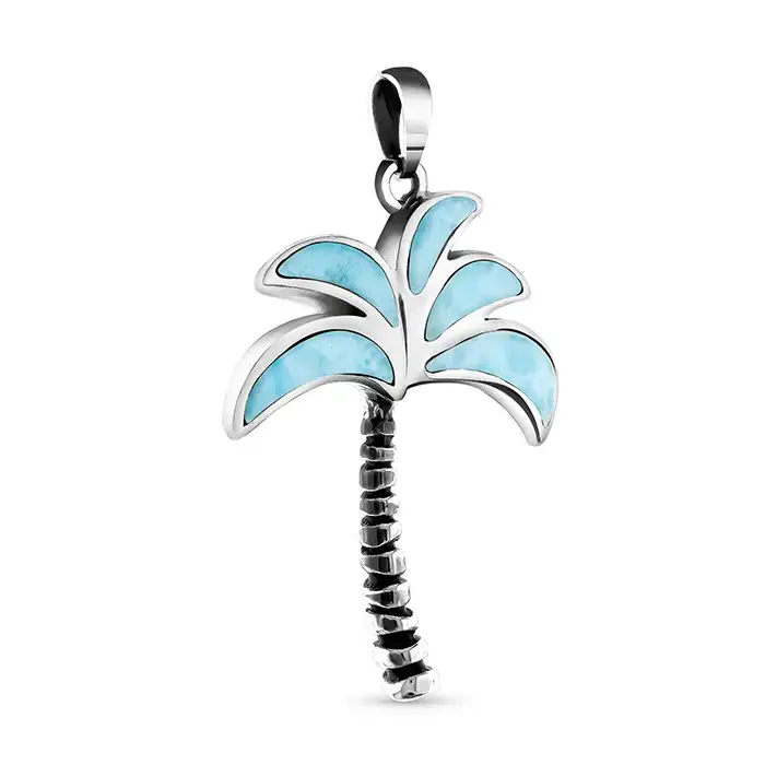 Palm Tree Necklace in oxidized silver by Marahlago Larimar 