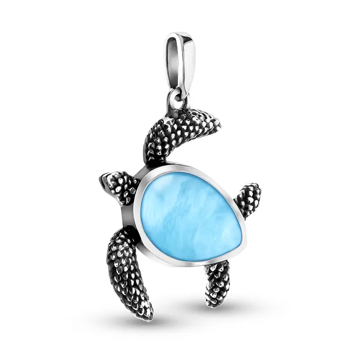 Turtle Pendant Honu with Larimar