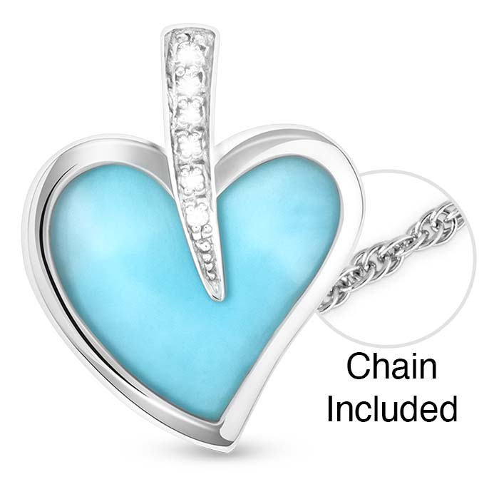 Blue Heart Necklace in sterling silver