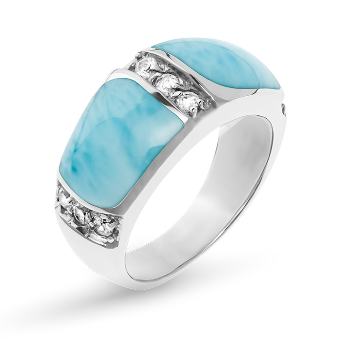 Larimar Inlay Ring in Sterling Silver 