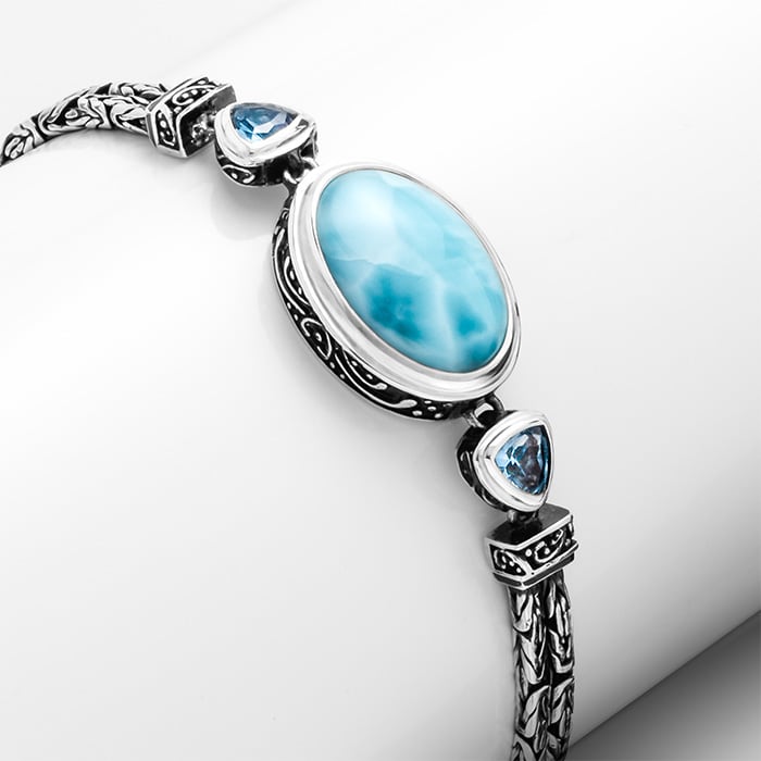 Vintage Bracelet in sterling silver and larimar by marahlago 