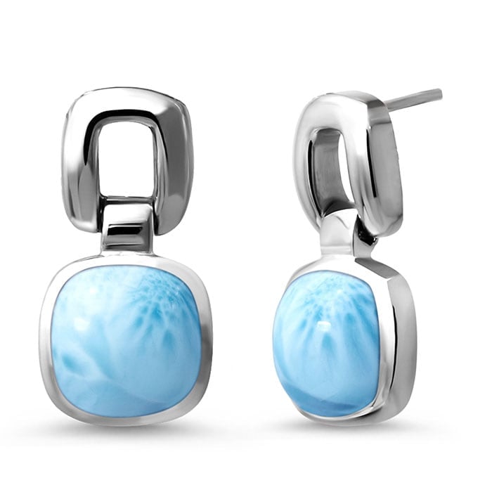 Square Earrings with silver and larimar by marahlagoSquare Earrings with silver and larimar by marahlago