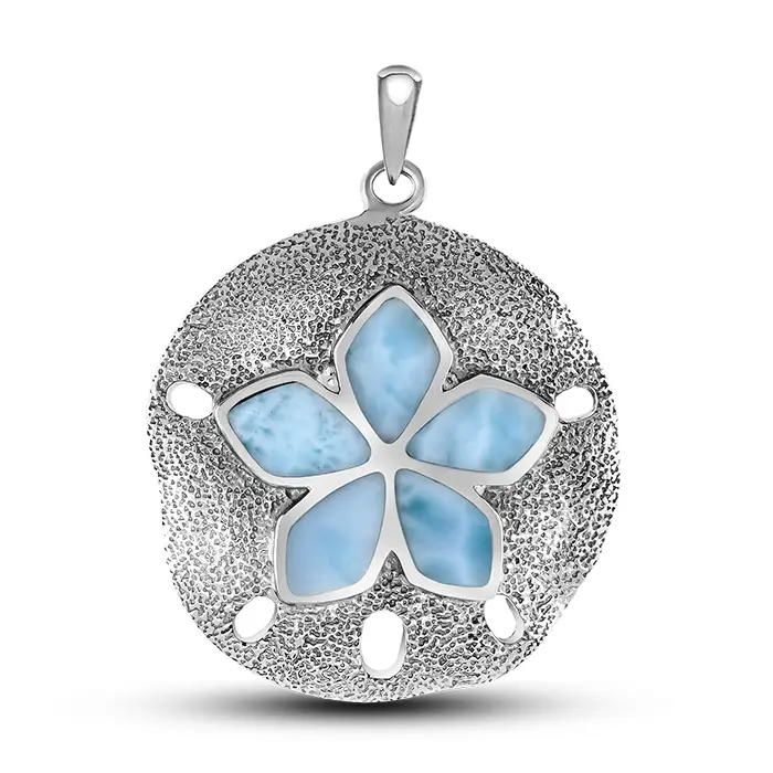 Sand Dollar Necklace with Larimar By Marahlago 