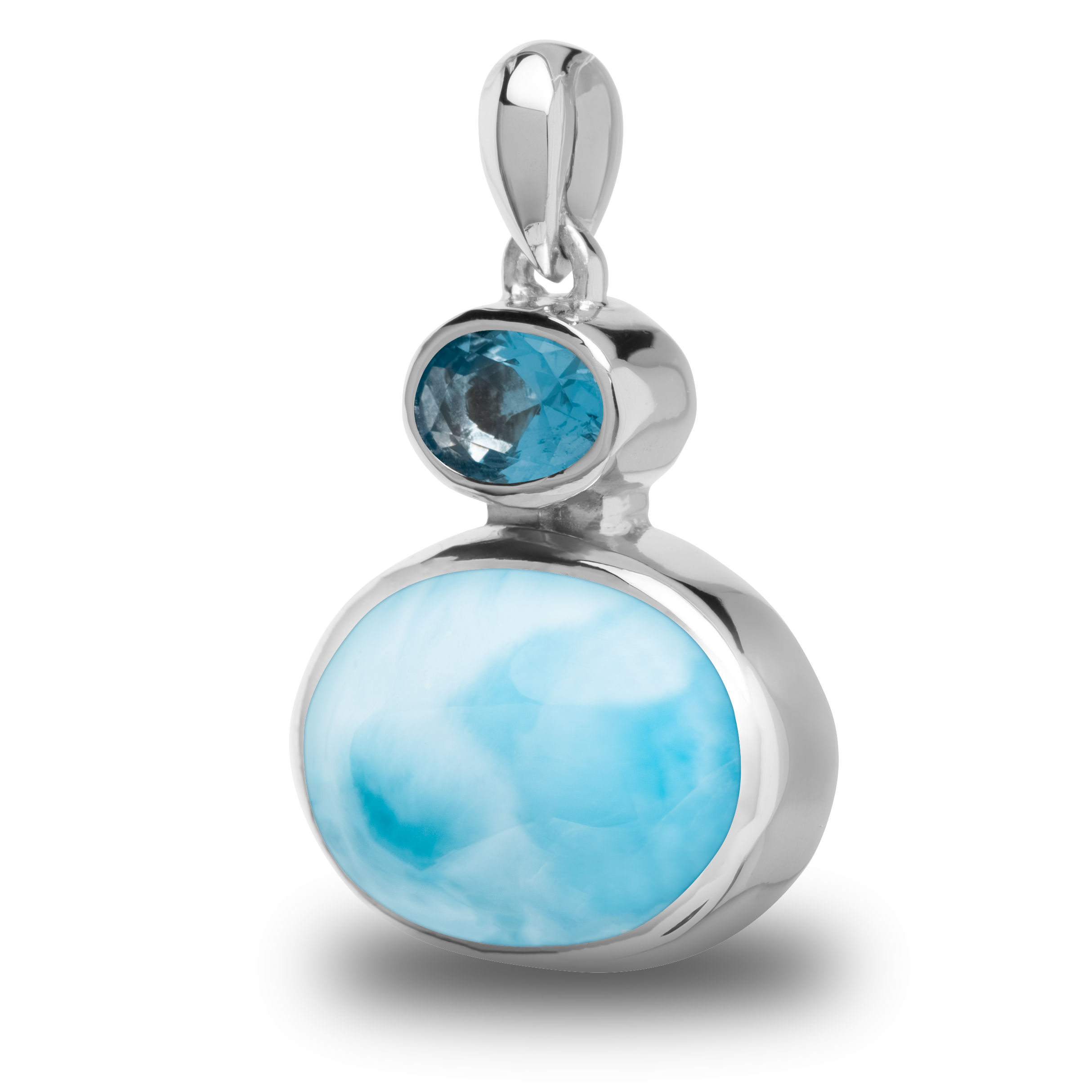 Gorgeous Hawaiian Large Genuine Blue Topaz Larimar Rain Drop Necklace, Sterling Silver Natural Larimar Pendant, N8714 2024 Birthday Mom Gift