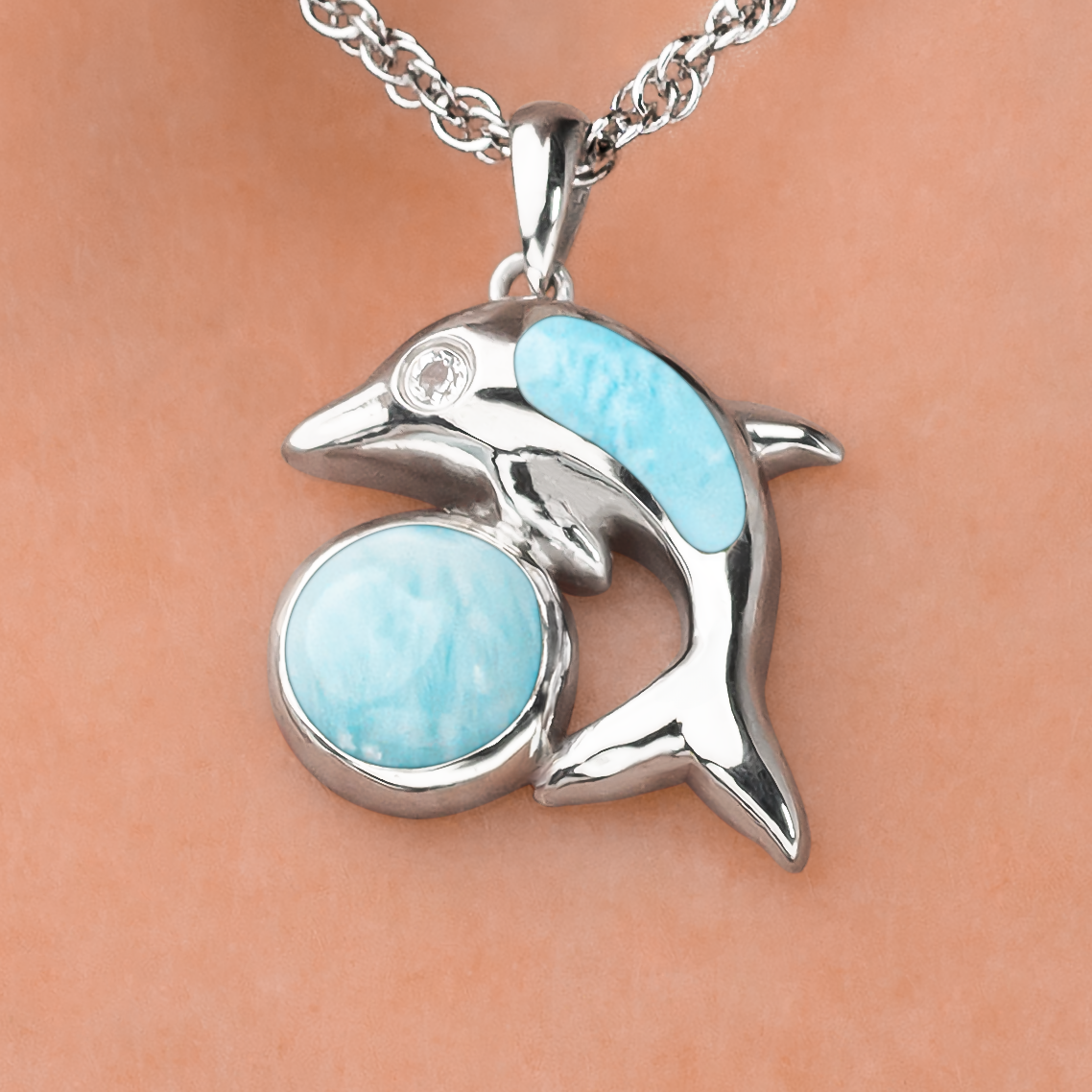 Dolphin buy Larimar Pendant Silver