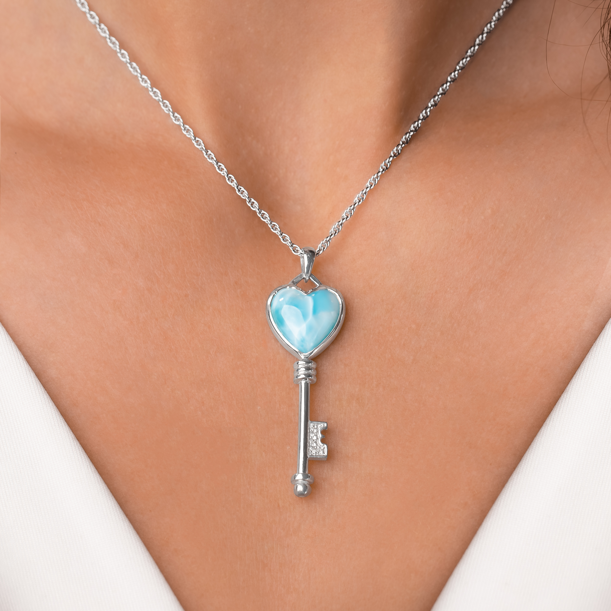 AAAAA Larimar Silver Pendant for Women Heart Shape Bead, 925 Sterling Silver One of a Kind from Dominican Republic, deals DIY Jewelry Making