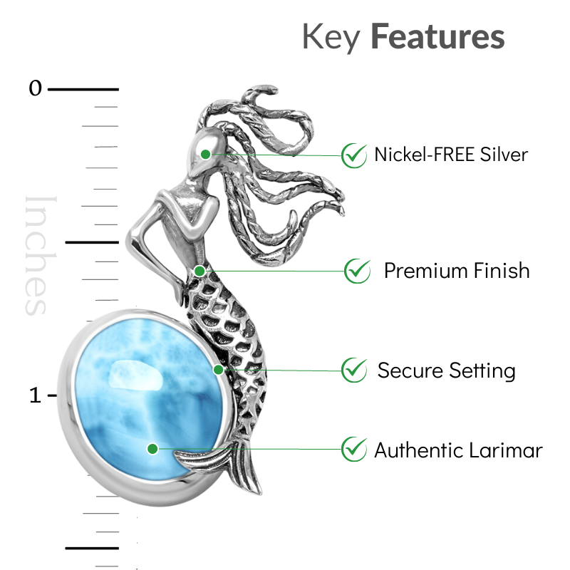 Mermaid Pendant in sterling silver with larimar