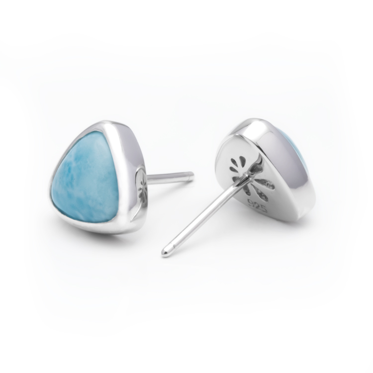 Post Earrings in sterling silver with larimar by  Marahlago 
