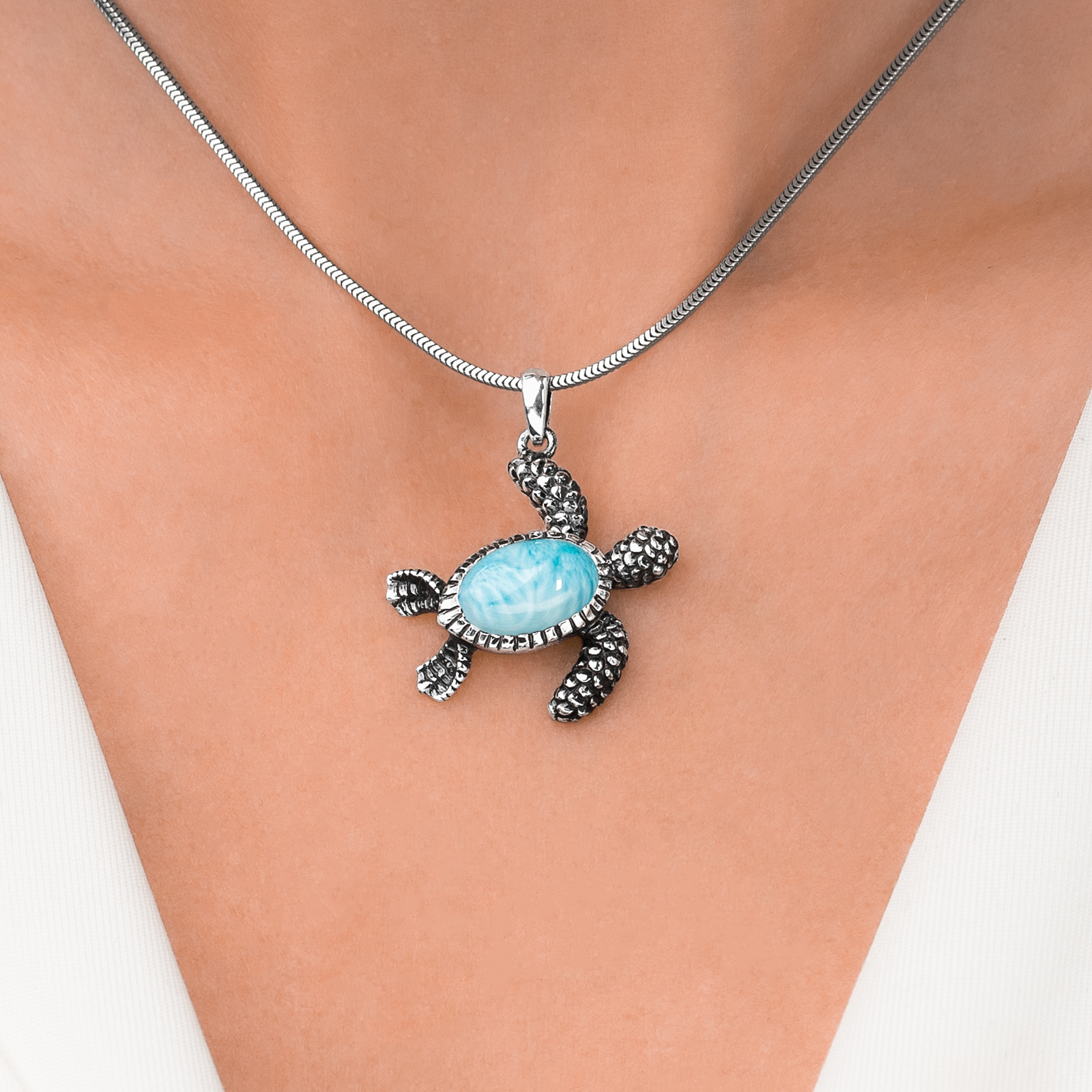 Silver Multi Stone Inlay Ocean Turtle Pendant Necklace Sterling shops Silver